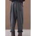 winter thick gray cotton pants elastic waist women harem pants