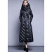 Black fashion Pockets Thick slim fit Winter lengthen Duck Down down coat