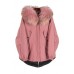 Trendy Pink Raccoon hair collar Pockets zippered Winter Duck Down Puffer Jacket