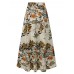 Women 100  Cotton Plant Floral Print High Waist Bohemia Maxi Skirts