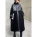 Luxury Black Woolen Patchwork PU zippered Winter Cotton Women Coats