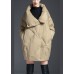 Plus Size Khaki Peter Pan Collar Button Winter Duck Down Coat