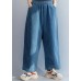 French elastic waist wild trousers oversized blue wide leg trousers