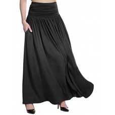 S  5XL Women Casual Pure Color Skirts with Pockets