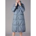 Plus Size Blue zippered Pockets Winter Duck Down Coats