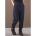 Simple navy winter Jeans  thick elastic waist Inspiration women trousers