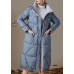 Plus Size Blue zippered Pockets Winter Duck Down Coats