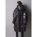 Unique Black hooded zippered Casual Winter Duck Down Thick down coat