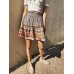 Ethnic Women Elastic Waist Floral Ruffle Pleated Printed Mini Short Skirts