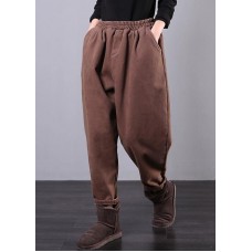 Unique elastic waist chothes women's chocolate Inspiration pockets harem pants