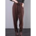 Modern chocolate trousers plus size fall drawstring pockets Outfits harem pants